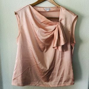 Eva Mendes silky pink/peach side drape top sz L